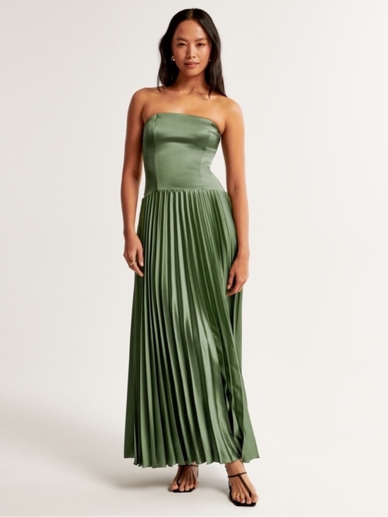 Abercrombie & Fitch Dresses & Skirts - NEW Abercrombie & Fitch Giselle Drop Waist Maxi Dress Size XS Green Satin NWT